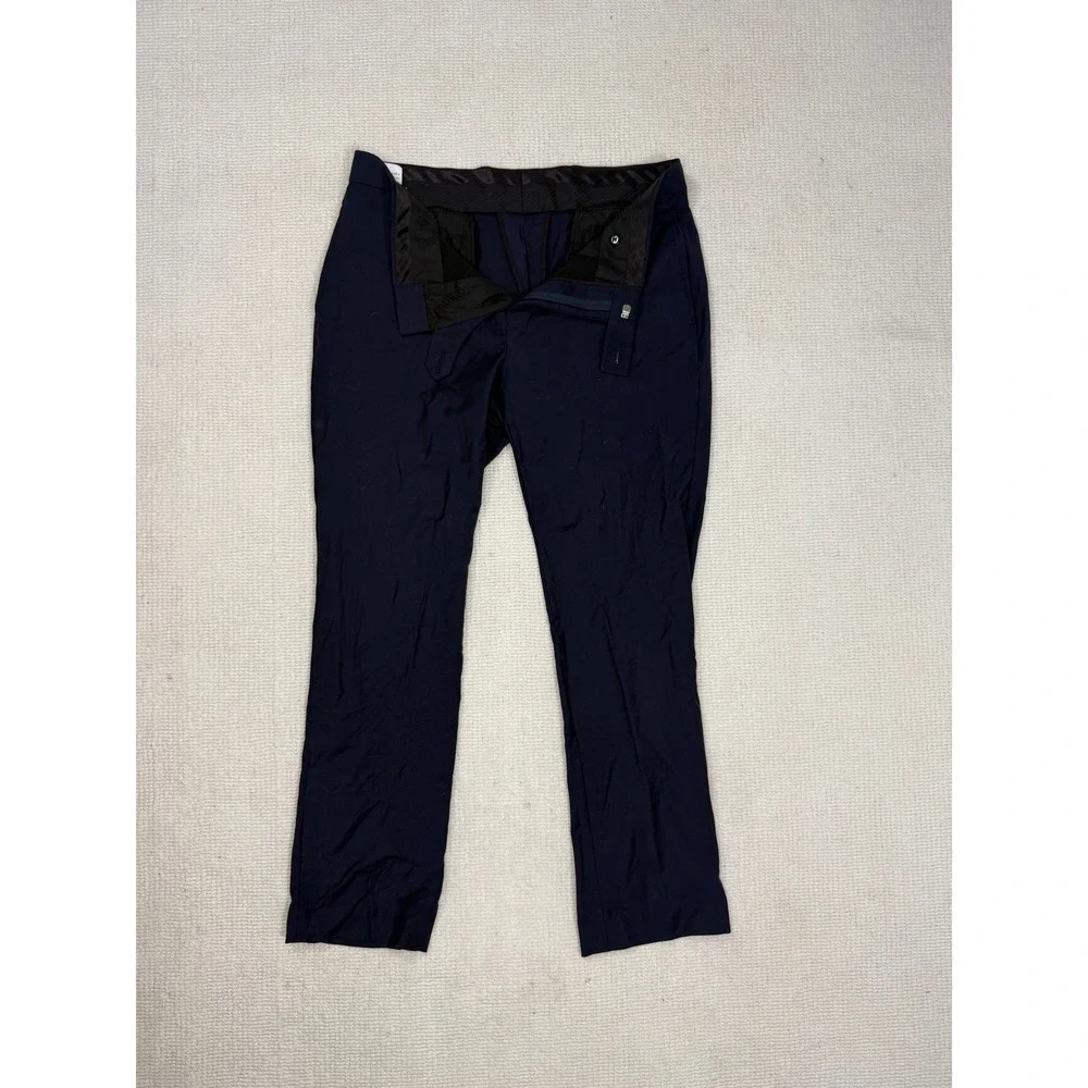 Calvin Klein Mens Navy Blue Wool Blend Stretch Dress Pants 33W‎ x 30L Flat Front